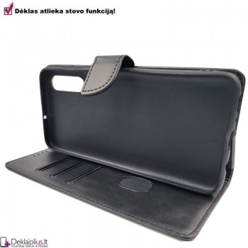Dirbtinos odos dėklas su 4 skyreliais - juodas (Samsung A70) Dirbtinos odos dėklas su 4 skyreliais - juodas (Samsung A70)